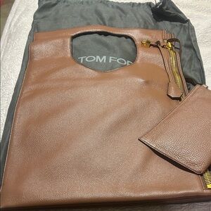 Tom Ford Tan Leather Handbag with Pouch